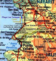 map of area between San Blass and Banderas Bay